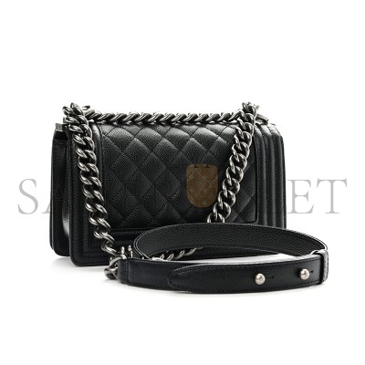 CHANEL CAVIAR SMALL QUILTED BOY FLAP BLACK A67085 Y83338 94305 (20*12*8cm)